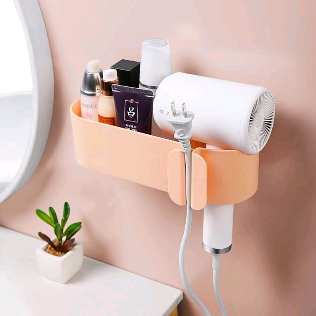 Rak Gantung Hair Dryer Holder Tempat Sabun Shampoo 2 in 1 Rak + Holder Hairdryer