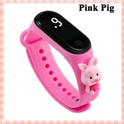 Jam Tangan LED Digital IP67 Anti Air Motif Kartun Anak Laki-laki Perempuan LED Minimalis Gelang-random