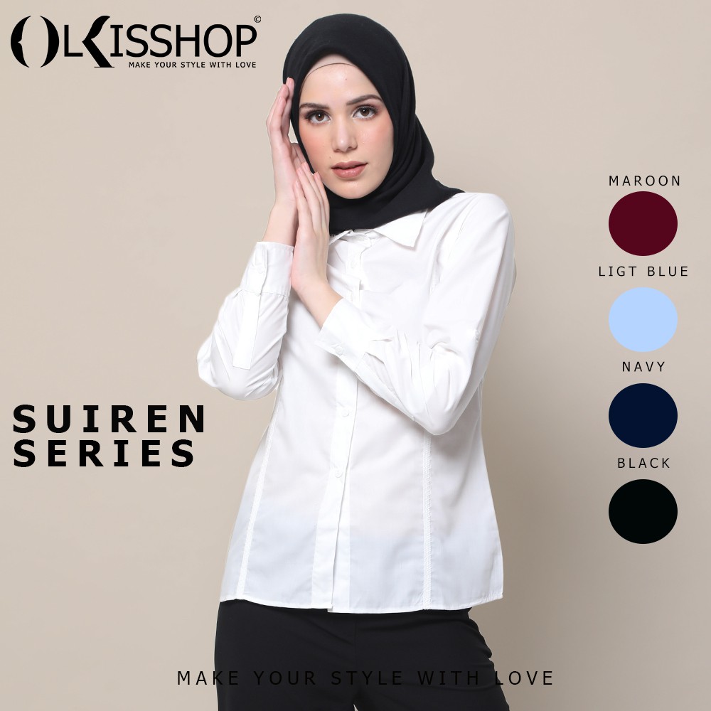 KEMEJA PUTIH POLOS WANITA | BAJU KANTOR FORMAL JUMBO | KEMEJA PUTIH PANJANG COTTON STRETCH COD