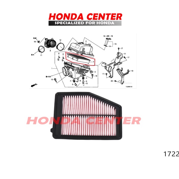 filter udara saringan udara air filter Honda CIVIC tahun 2012 2013 2014 2015 17220-R1A-R01