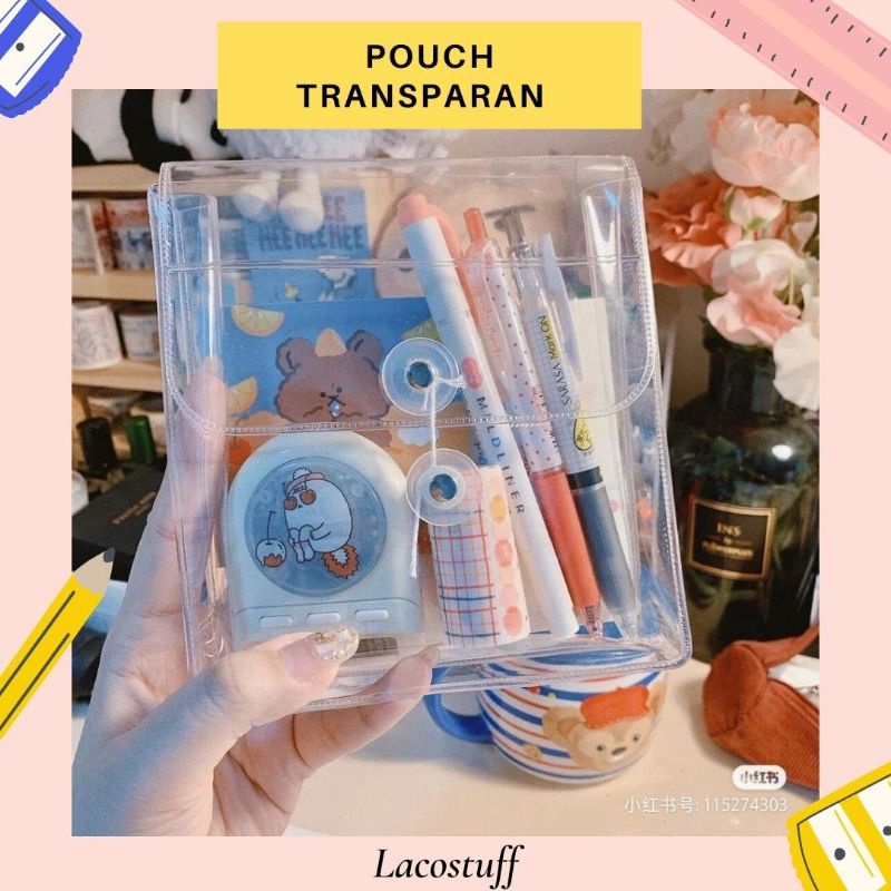 

LACOSTUFF Clear Pouch Transparan Tempat Alat Tulis Kosmetik