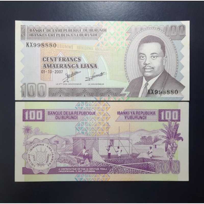 UANG ASING 100 FRANC BURUNDI - GRESS UNC