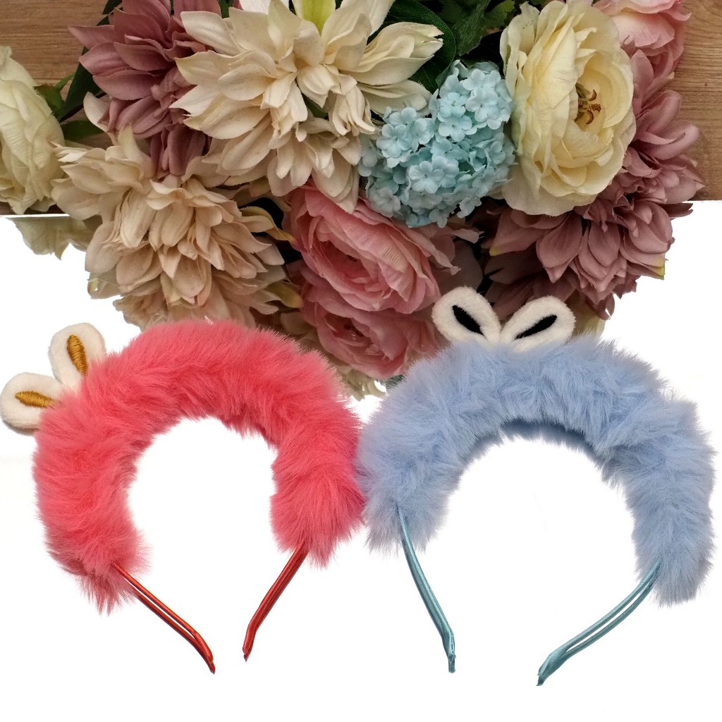Bando Little Rabbit Full Bulu Halus Lembut Bando Pompom Kelinci Cute Fashion Korea Wanita Aksesoris Rambut Anak Perempuan Murah Berkualitas