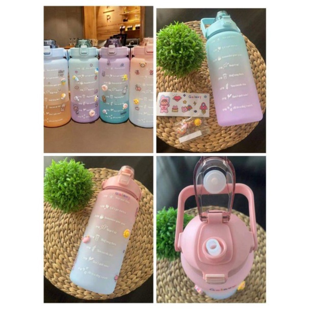 ORI 100% BOTOL GRADASI GAGANG KOTAK VIRAL 2 LITER FREE STICKER/BPA FREE/BOTOL MINUM/BOTOL VIRAL