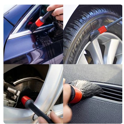 5 PCS KUAS AUTO DETAILING brush sikat poles salon interior eksterior mobil ISI LIMA hitam serbaguna