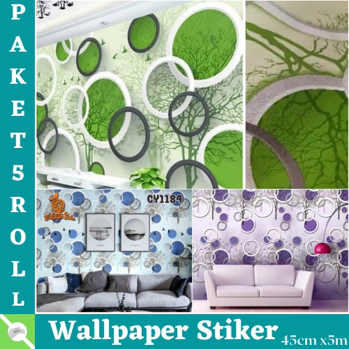 TERBARU PROMO TERMURAH PAKET WALLPAPER 5ROLL ( BUY 4 GET 1 FREE ) WALLSTIKER DINDING BAHAN PVC PREMIUM HIGH QUALITY MOTIF POLKADOT 3D MODERN BEST SELLER !!!!