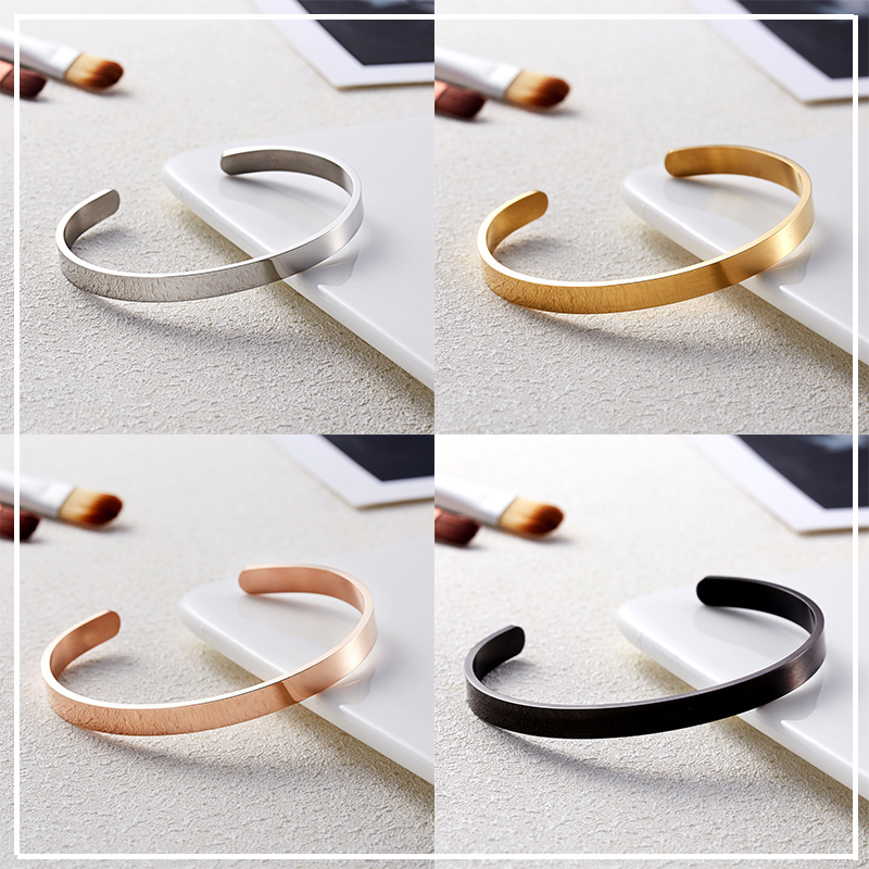 Gelang Model Terbuka Dapat Disesuaikan Bahan Stainless Steel Untuk Pria Dan Wanita