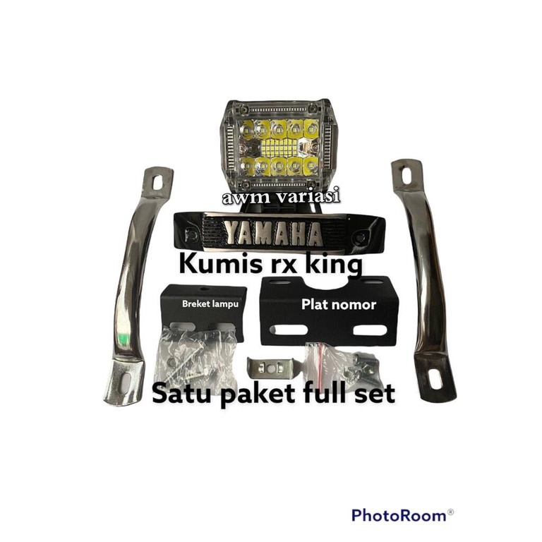 (PAKET) LAMPU LED 18MATA 3 SENJA SET KUMIS RX-K+PLAT NOMOR+BEHEL SAMPING RX-K