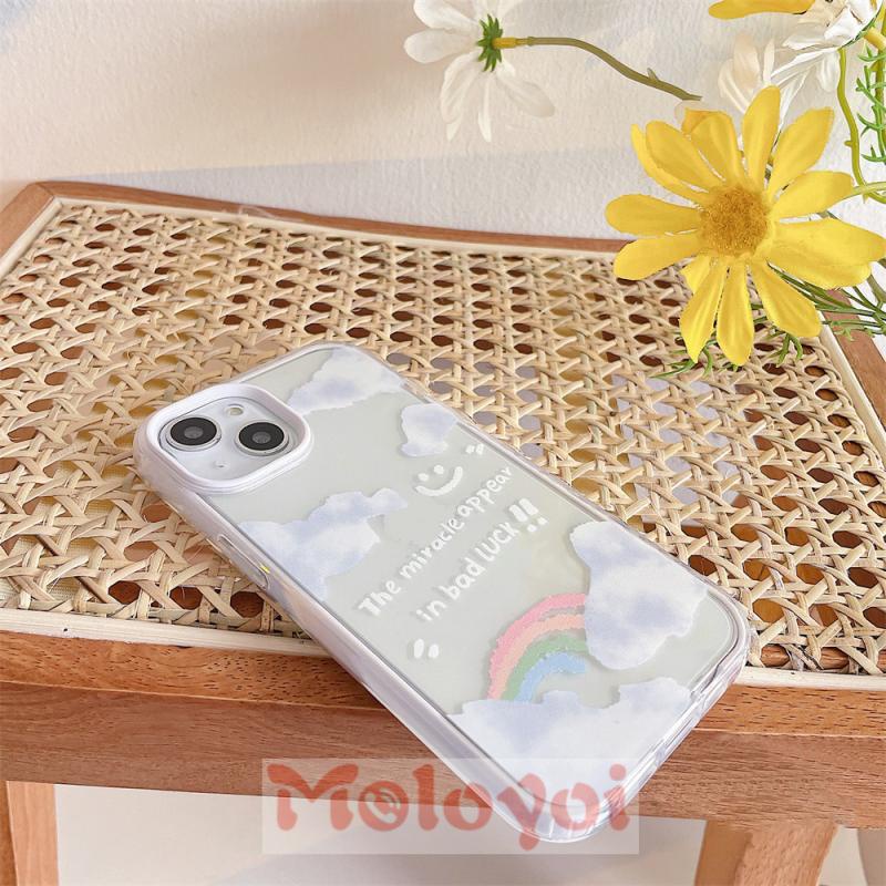 Casing Softcase Tpu IPhone 12 11 13 Pro Max 7 8 Plus XR XS Max X SE 2020 Gambar Awan Pelangi Musim Panas 3 In 1