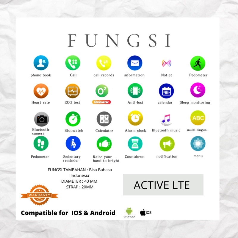 BERGARANSI✅ACTIVE LTE BISA TELEPONN  DARI JAM ( FOR IOS &amp; ANDROID) SMARTWATCHq