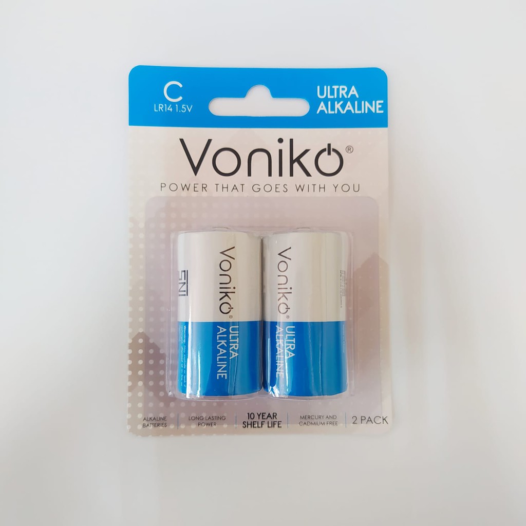 Voniko Baterai Ultra Alkaline C - Ultra Long Lasting 1,5 Volt 2 Pack LR14 2B