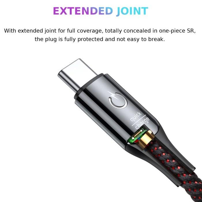 Terlaris Baseus C-Shaped Type C Auto Disconnect Power Off Kabel Data Samsung Tidak Rugi