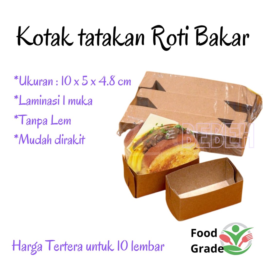 (ISI 10LBR) DUS TATAKAN ROTI BAKAR / BOX TOAST / KOTAK TATAKAN ROTI BAKAR KRAFT 10x5x4,8 cm