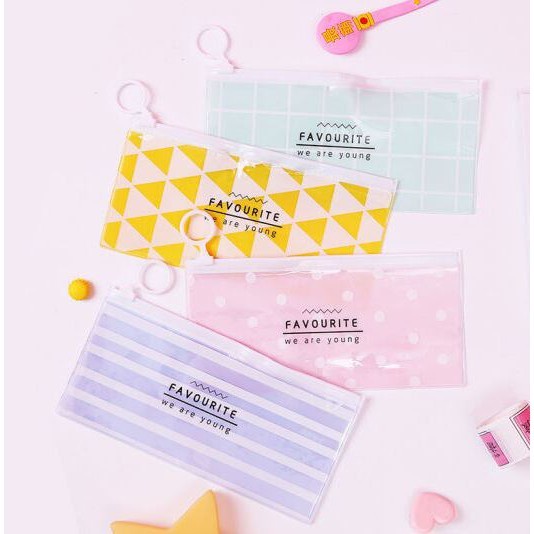 

[FS] Tempat Pensil Transparan Ziplock Simple Design Serbaguna Pencil Case