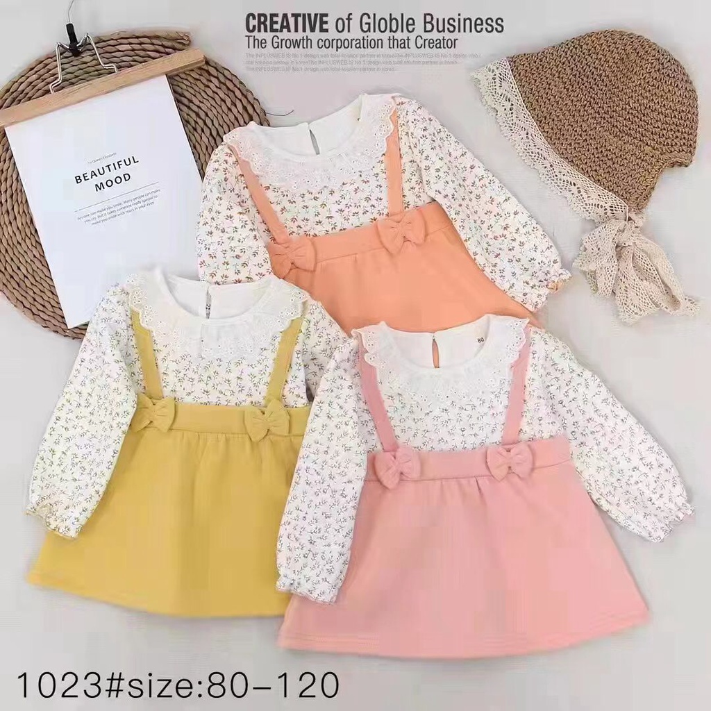 AMBYAR Last Stock Dress Import High Quality Pita Bunga Kuning 1-4 Tahun Dress Panjang Pita Bunga Lucu Adem CBKS