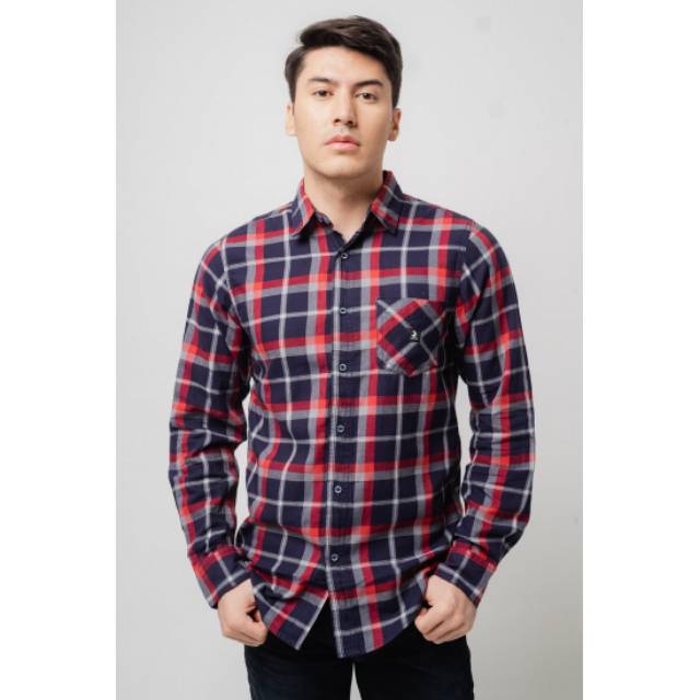 10802 kemeja Flanel 3Second tangan panjang original