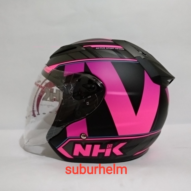 HELM  NHK  R6  WAVE   BLACK PINK  DOFF    SINGLE VISOR  HALF FACE  ORI