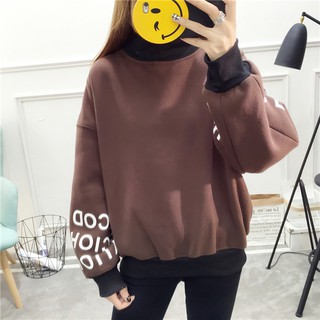 Sweater Kaos  Wanita  Longgar Kerah  Tinggi  Lengan Panjang 