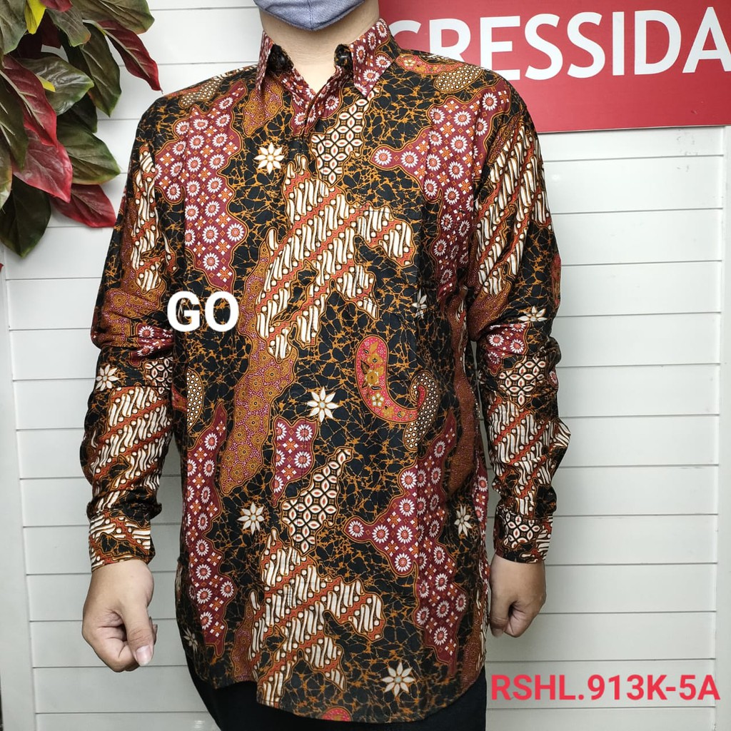 gof CRESSIDA KEMEJA BATIK Pakaian Pria Atasan Kemeja Cowok Laki-Laki Hem Lengan Panjang Original