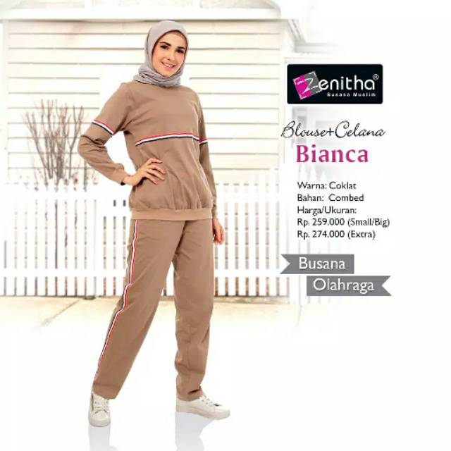 BUSANA OLAHRAGA ZENITHA 

Moccataro KODE : ZN 15 BIANCA (BLOUSE+CELANA)