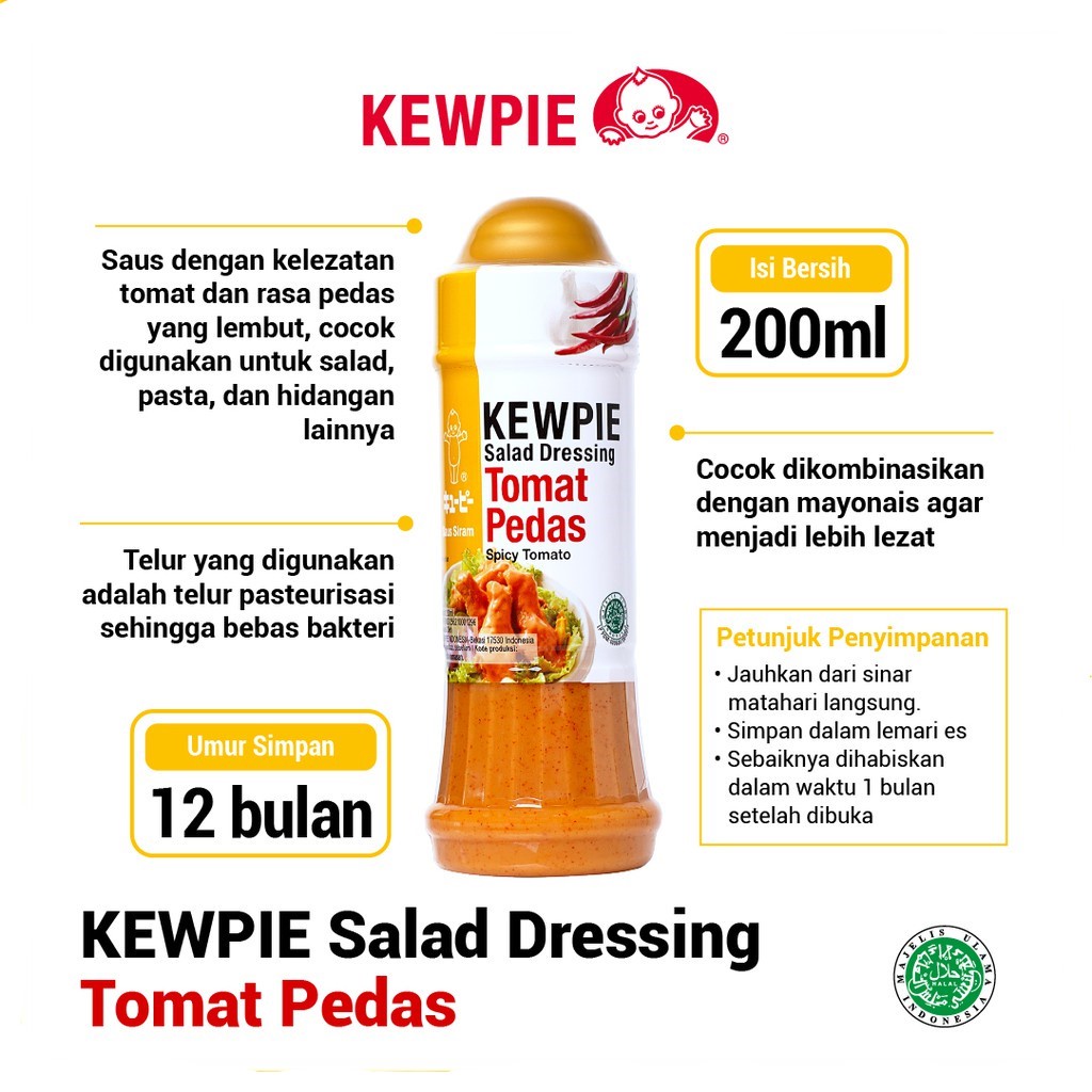 SALAD DRESSING TOMAT PEDAS KEWPIE 200ML SAUS SIRAM SPICY TOMATO HALAL