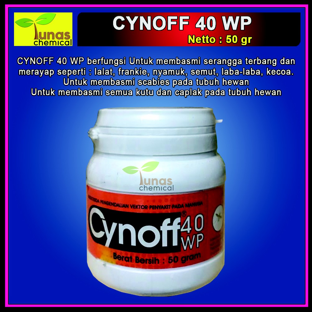 Obat Pembasmi Nyamuk Malaria, Serangga Terbang dan  Merayap CYNOFF 40WP berbentuk bubuk