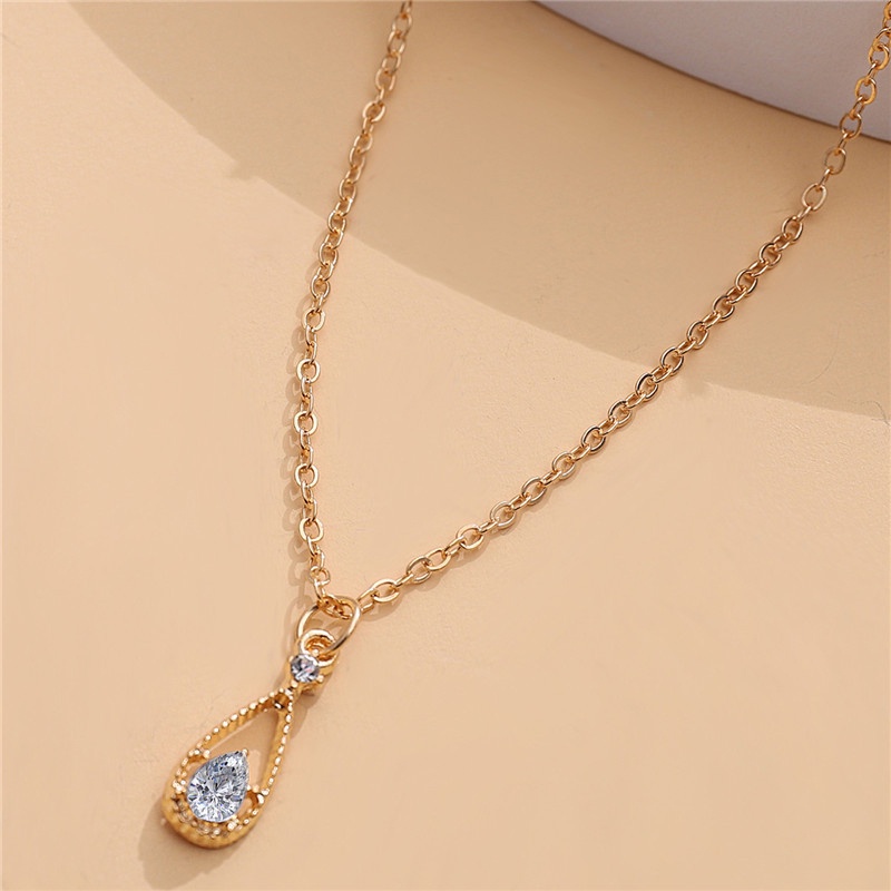 【Stok Ready-7days Tiba】Kalung Wanita Anti Karat Klavikula Desain Water Drop Bahan Zirkon