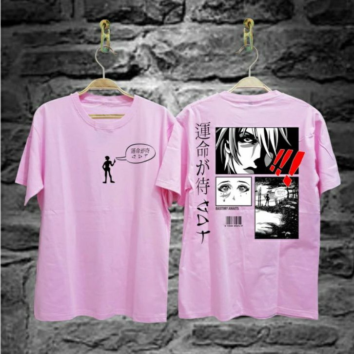 Anzafawzia T-SHIRT ANIME TERBARU COD 251 //BAJU PRIA ANIME BASTIMI JAPPAN WARNA BABY PINK//Grosir Ka