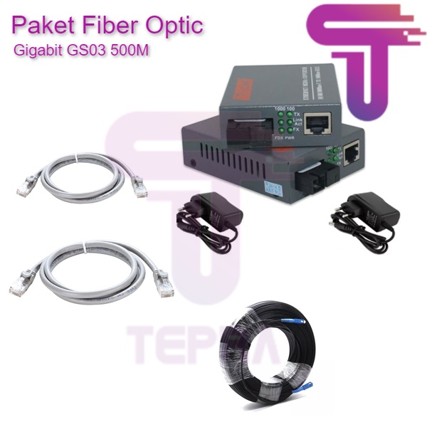 Paket Fiber Optic 500M Siap Pakai 1 Link GIGABIT Media Converter