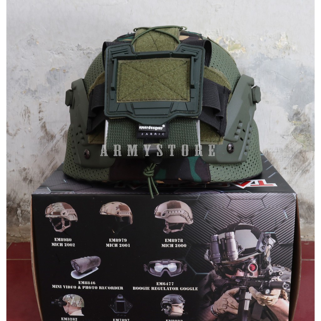 helm tactical mich 2000 full cover hijau loreng