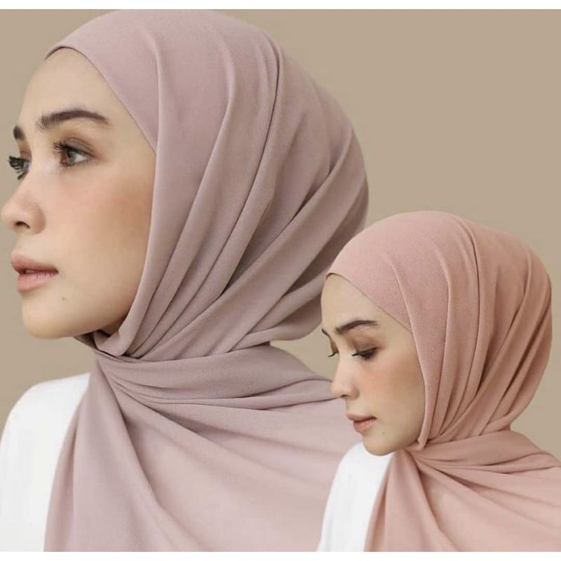 Pashmina Inner 2in1 / Jilbab Pashmina Ceruty Baby Doll Termurah Bisa Bolak Balik