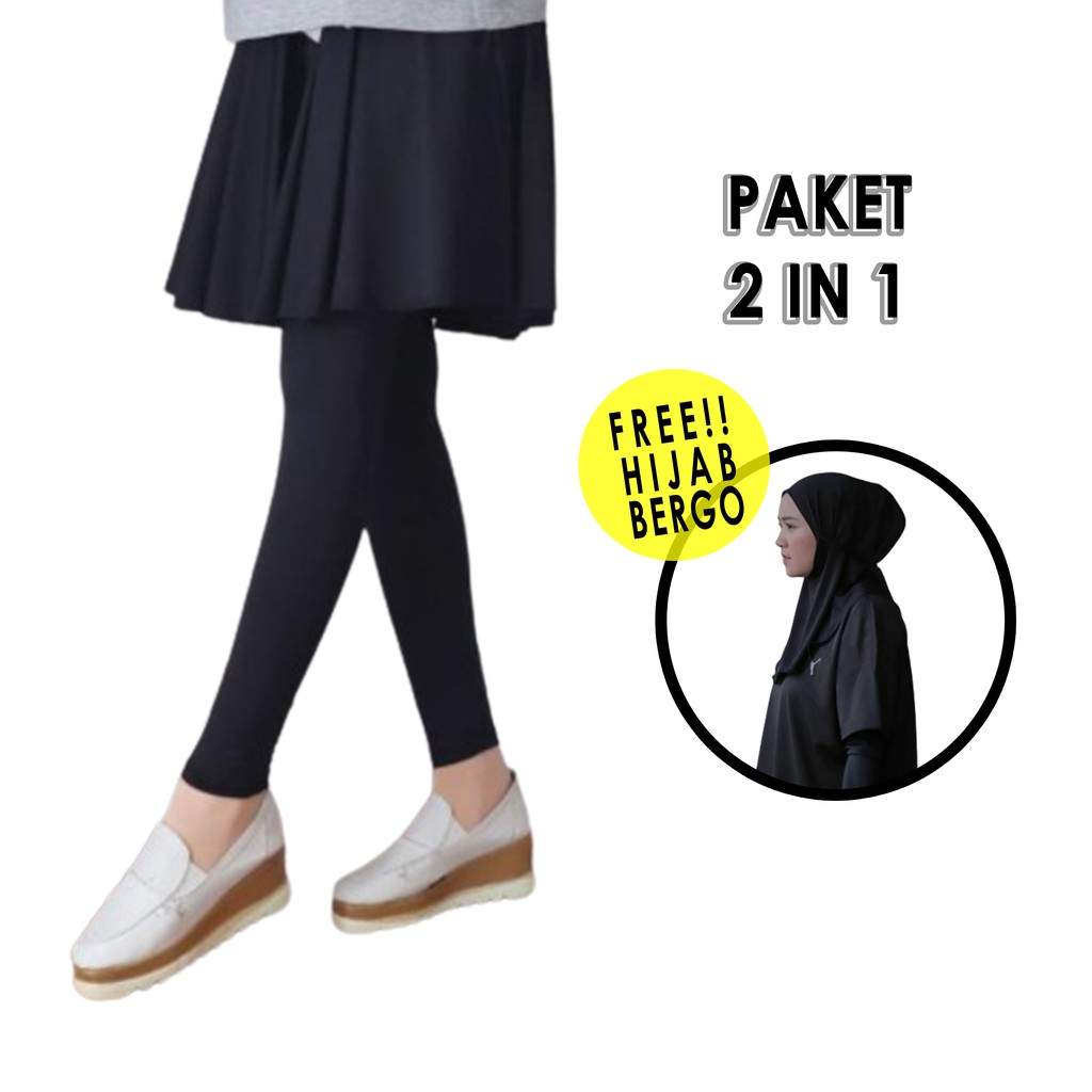 Promo Rok Legging Olahraga Wanita Standar dan Hijab Instan / Hijab Bergo / Hijab Sport