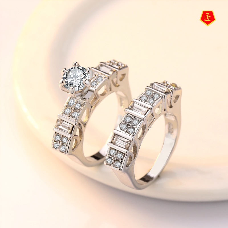 [Ready Stock]Fashion Luxury Inlaid Diamond Ring Set