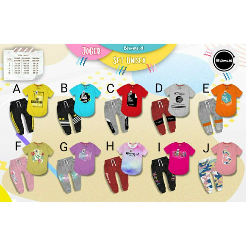 UNISEX Setelan Joger Blooms.id Setelan Joger Anak Laki-laki Setelan Joger Anak Perempuan