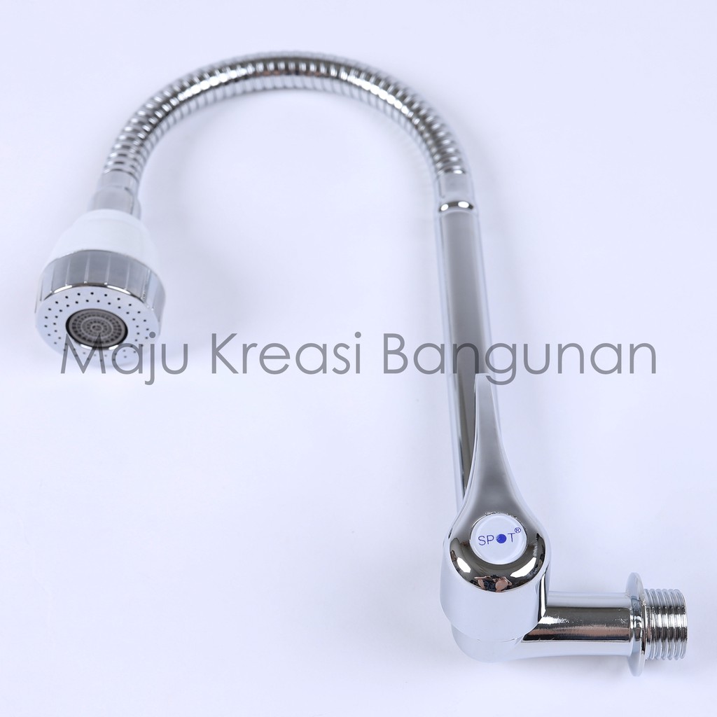 Kran Angsa Fleksibel Kepala Putih Keran Sink Dapur Stainless Stenless