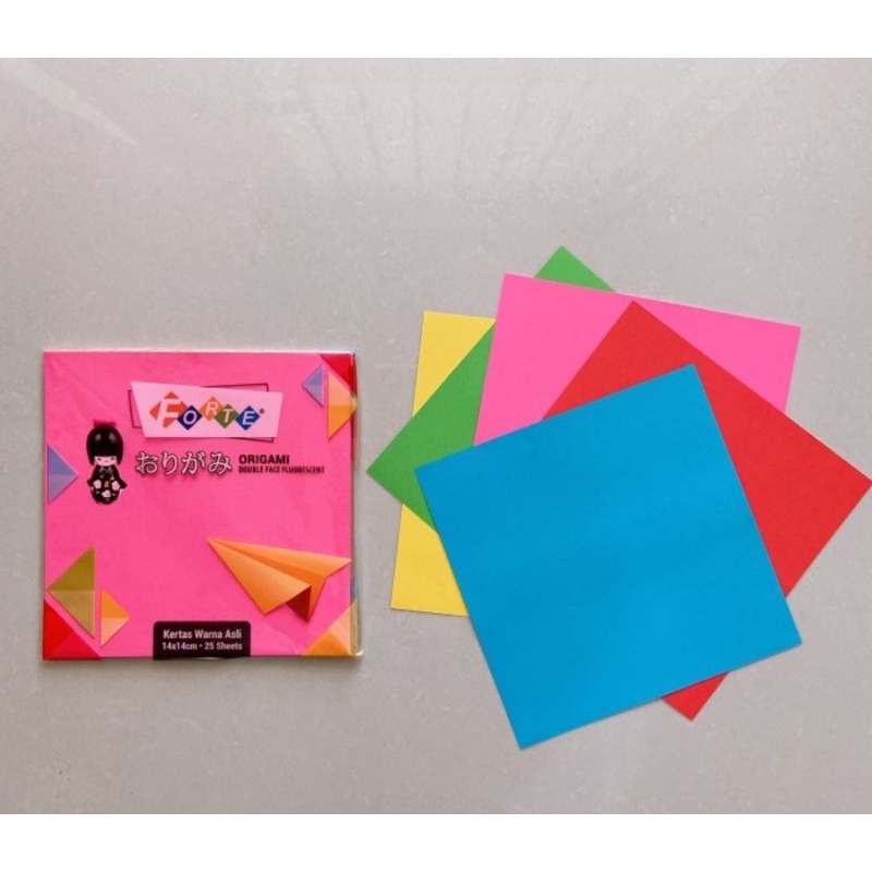 Kertas Lipat Origami Warna DuaSisi Double Face Fluorescent Paper Craft