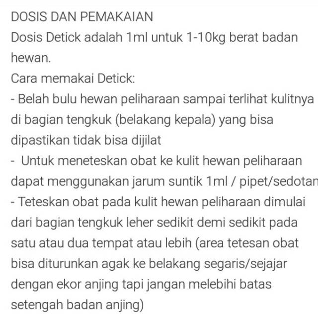 DETICK Obat kutu anjing kucing kutu tetes