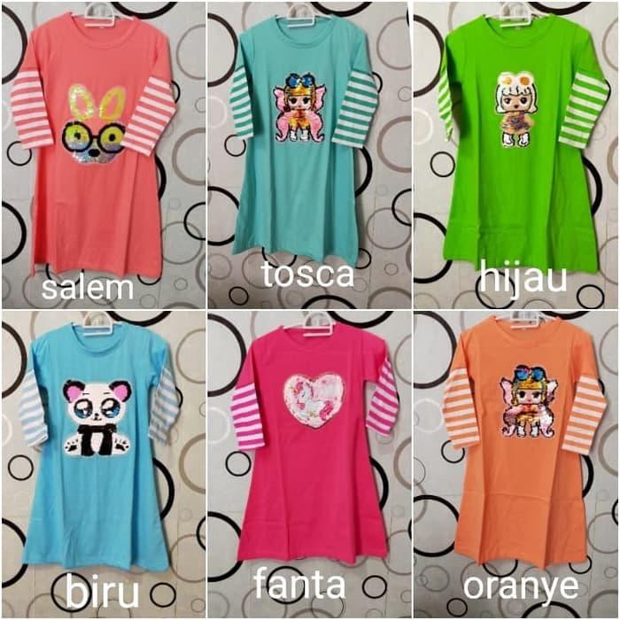 gamis bubu anak/gamis kaos anak/baju muslim anak perempuan 4-8 tahun - Size 2, Pilih Warna