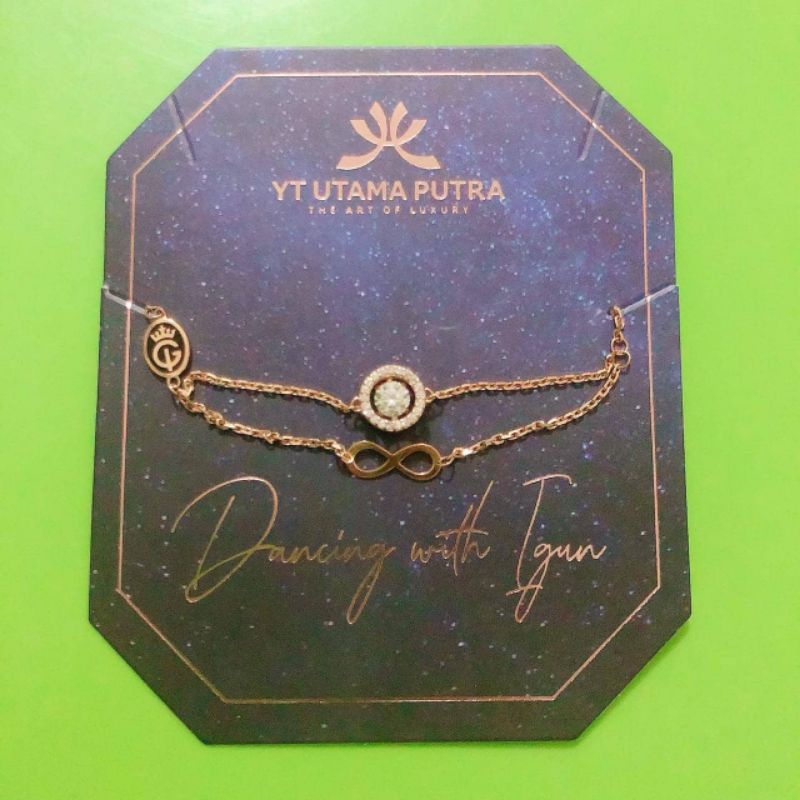 Kalung dan gelang dancing stone ivan gunawan double layer love dan bulat kupu YT kadar 375/8k