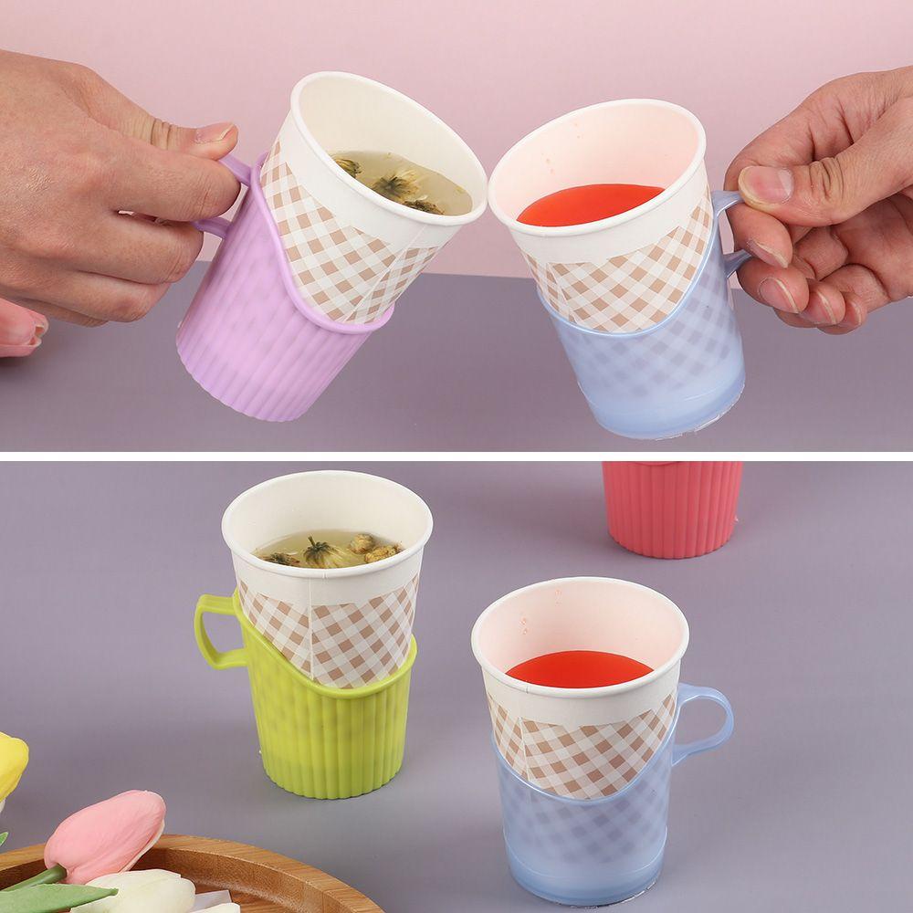 Solighter 10Pcs Cup Holder Plastik Rumah Penebalan Mug Sleeve