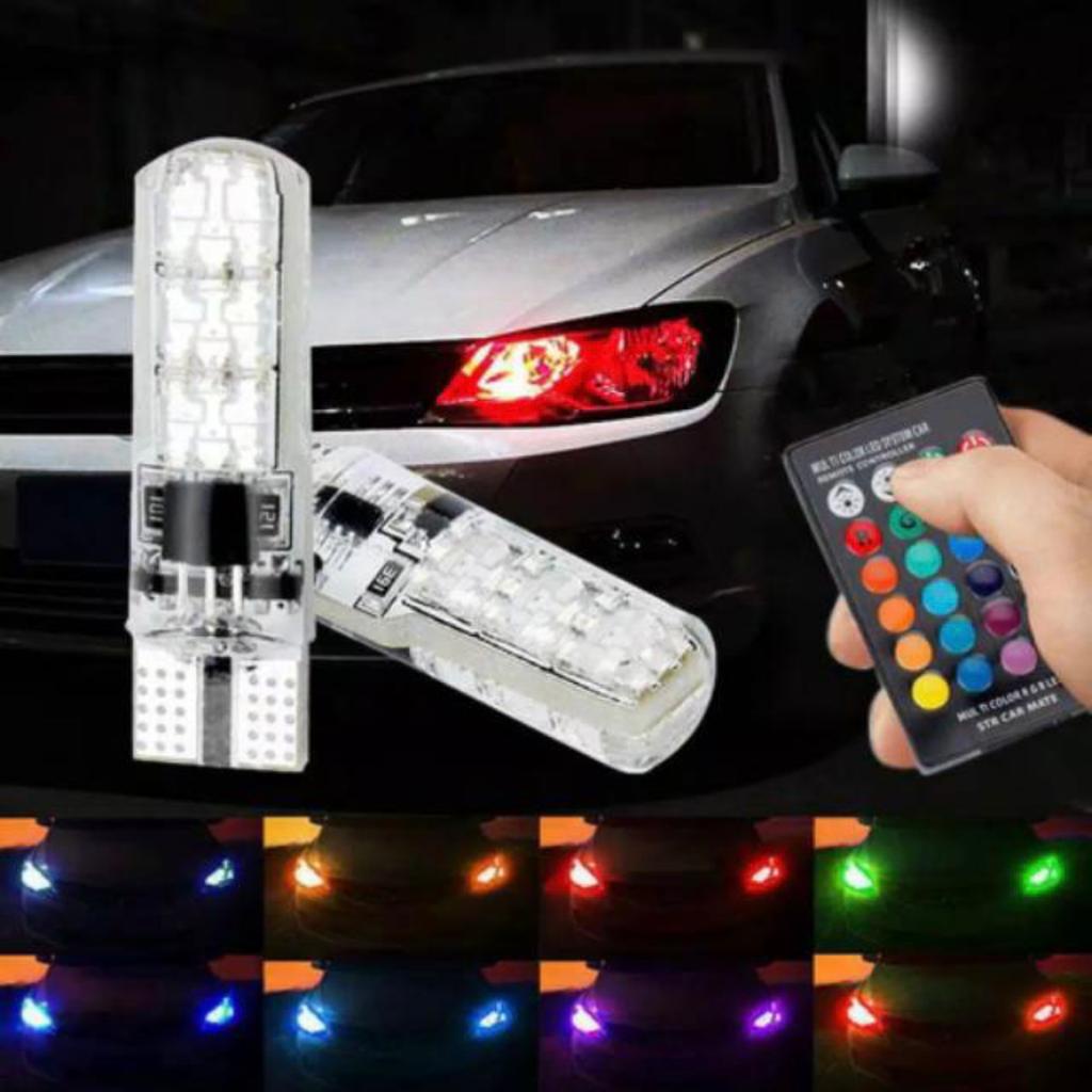 Lampu LED T10 Mobil Motor RGB 6 Titik Mata Jelly 5050 SMD 16 Warna + Remote Gel Sein Sen Rem Mundur