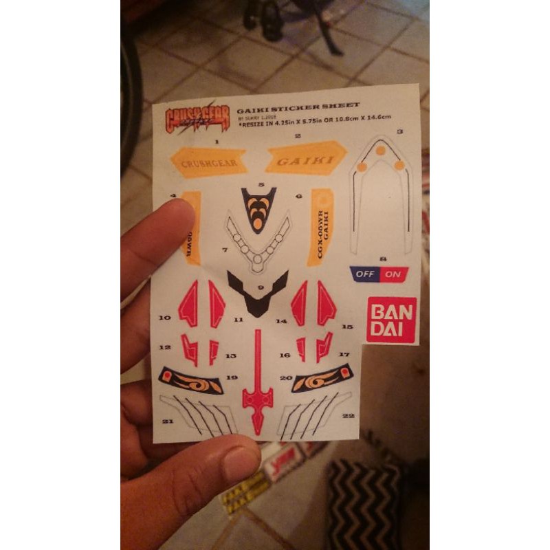 Sticker-Stiker-Decal-Tempelan Crush Gear Gaiki Bandai