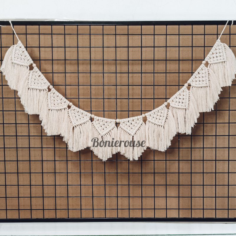 macrame juntai/ macrame garland/ bunting hiasan dinding aesthetic pesta wall hanging decor