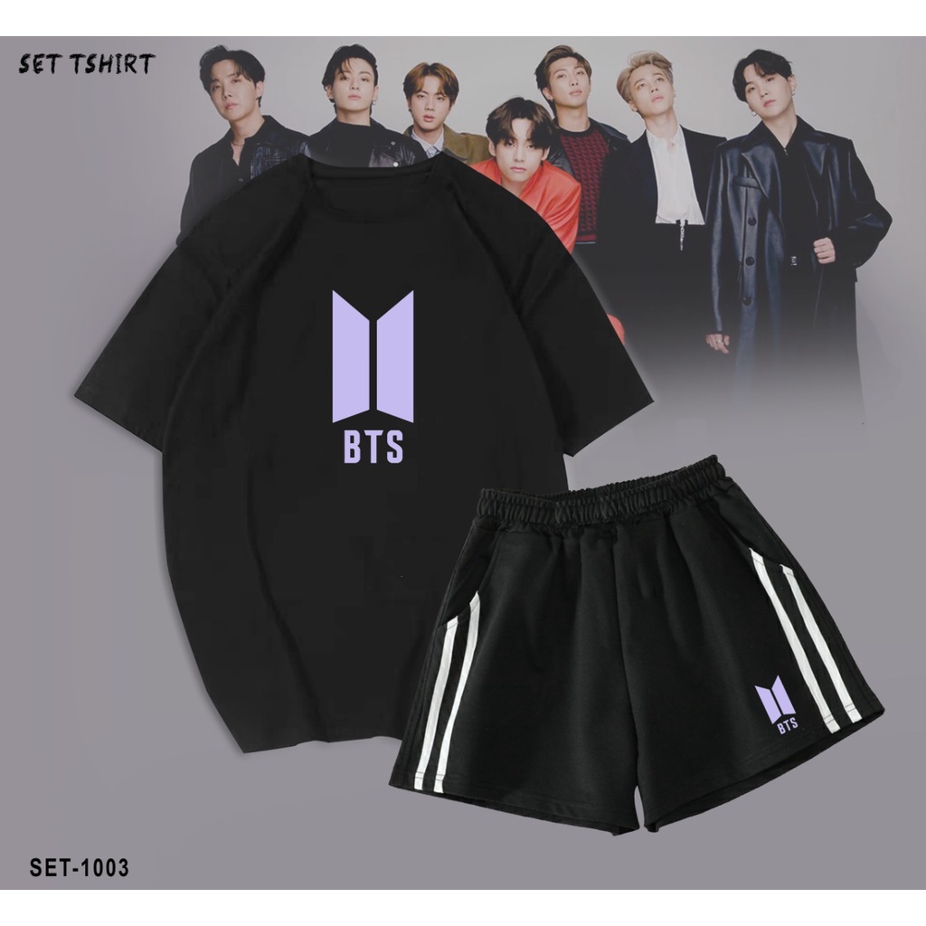 KAOS/T SHIRT BAJU SETELAN/SET CELANA SANTAI/GAMBAR BTS/BEST SELLER/SIMPLE