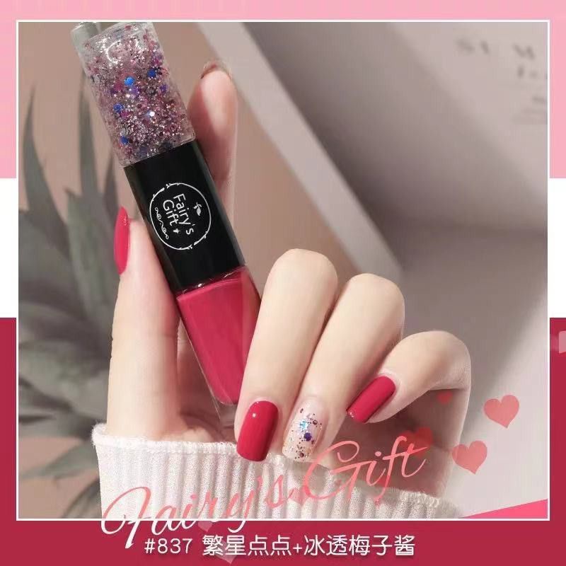 Bundara.id Ko-405 Premium Kutek warna cantik kutek 2in1 Gift spark nail polish Fairys non peel off