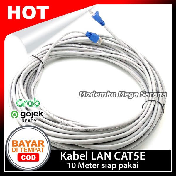 Kabel LAN 10 Meter UTP CAT5E Spectra &amp; RJ45 Straight - Tinggal Pakai