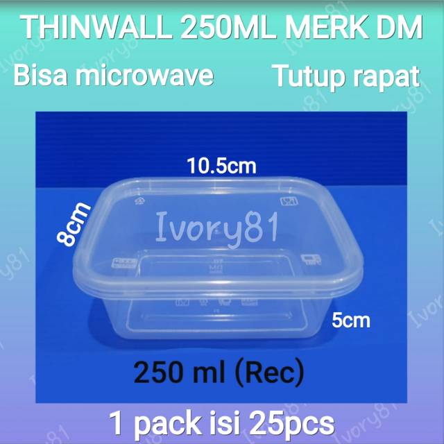 Thinwall food container 250ml kotak/Tempat penyimpanan makanan/Cup salad/Cup puding/ Dessert box