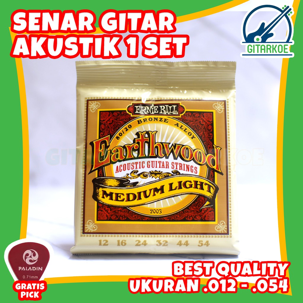 Senar Gitar Akustik Ernie Ball Medium Light Earthwood .012 - .054