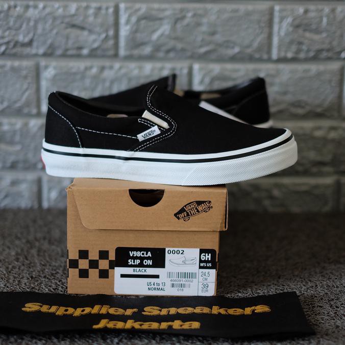 ☻ JAMINAN MURAH SLIP ON PRIA CASUAL☻ VANS SLIP ON BLACK WHITE ORIGINAL V98CLA (JAPAN MARKET) - 4
