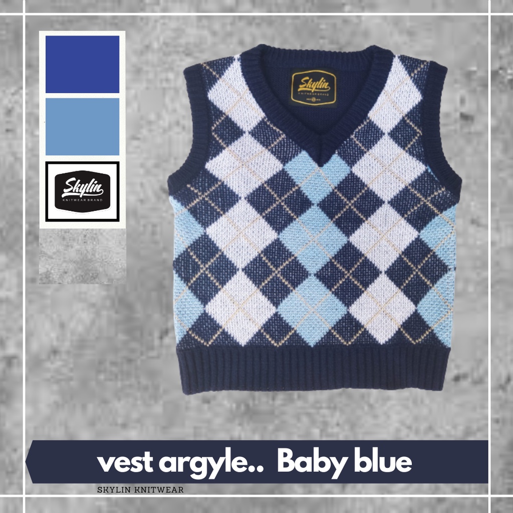 Vest Argyle Crop style Rompi sekolah anak remaja All size